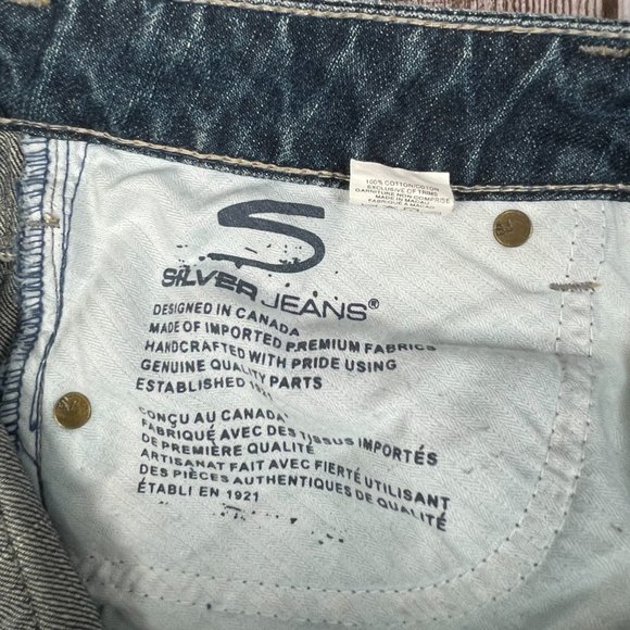 SILVER JEANS AIKO Women's 31 x 33 Flare Medium Blue Denim Jeans Distressed EUC - Picture 9 of 9